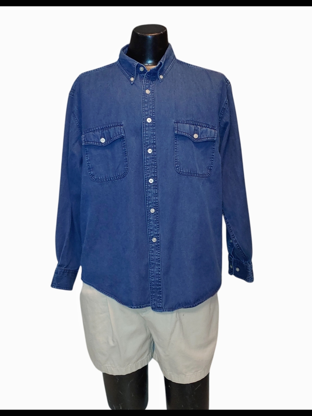 croft & barrow Men's Dark Blue Denim Button-Down Shirt